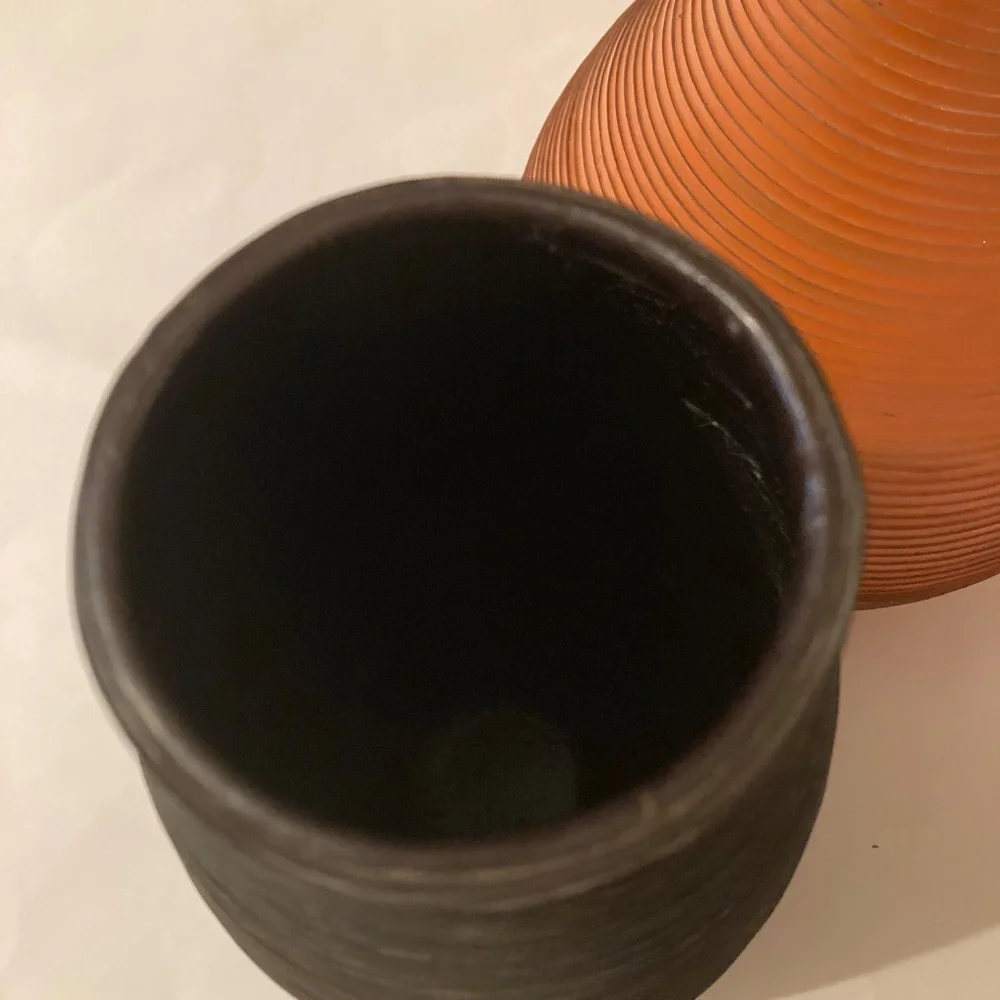 Crate & Barrel Leather Spiral Wrapped Vases